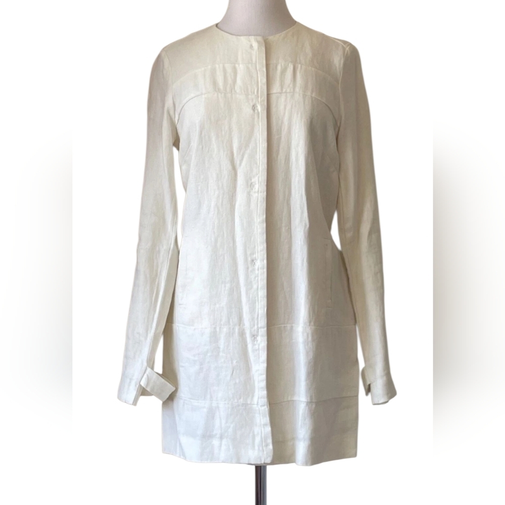 Malvin Hamburg Germany Size 8 Ivory I Love Linen Snap Closure Jacket
